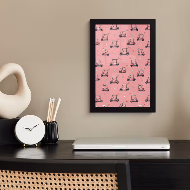 Golfkar - Retro - Roze fotolijst zwart zonder passe partout klein 224 -sfeer1