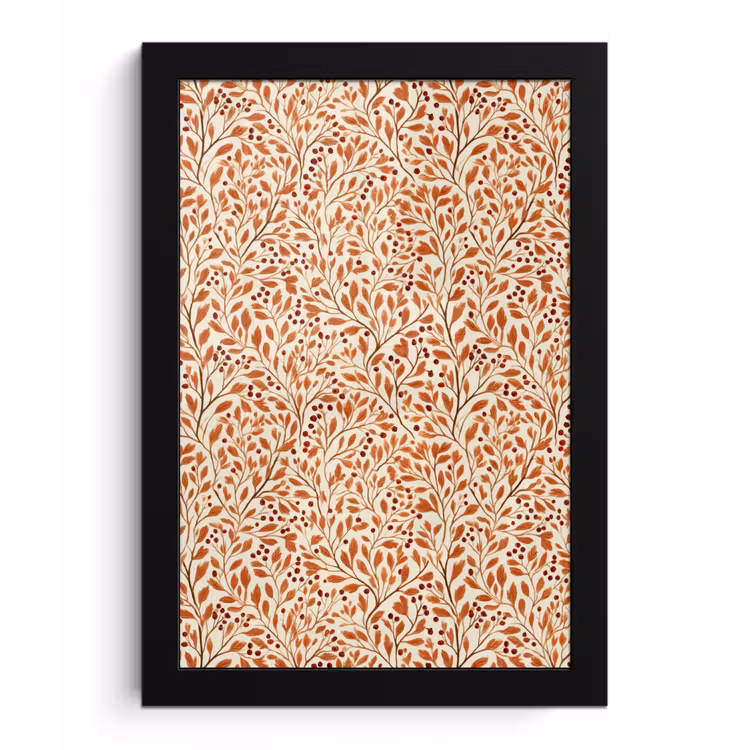 Bladeren - Botanisch - Terracotta fotolijst zwart zonder passe partout klein 224 -3d