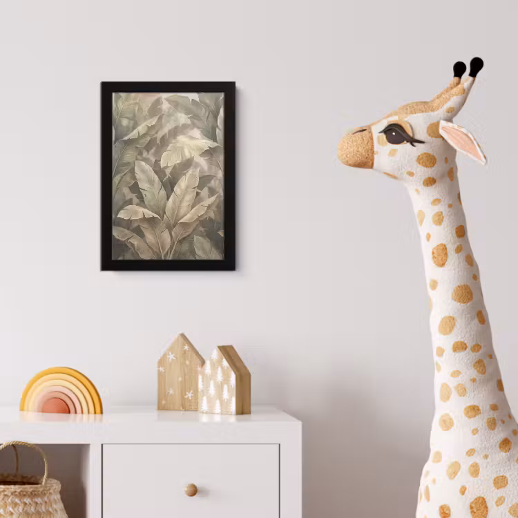Bladeren - Tropisch - Natuur - Modern - Beige fotolijst zwart zonder passe partout klein -usfeer4_kinderkamer
