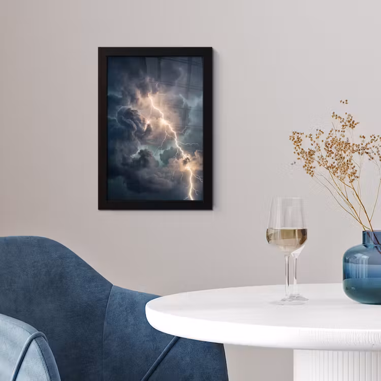 Bliksem - Storm - Natuur - Donker fotolijst zwart zonder passe partout klein -sfeer4