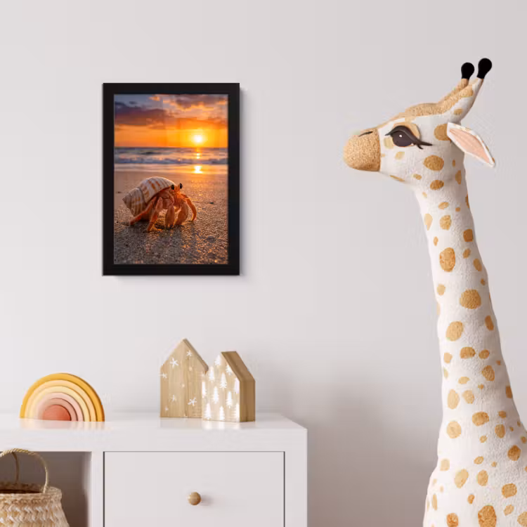 Kreeft - Strand - Natuur - Zonsondergang - Oranje fotolijst zwart zonder passe partout klein -usfeer4_kinderkamer