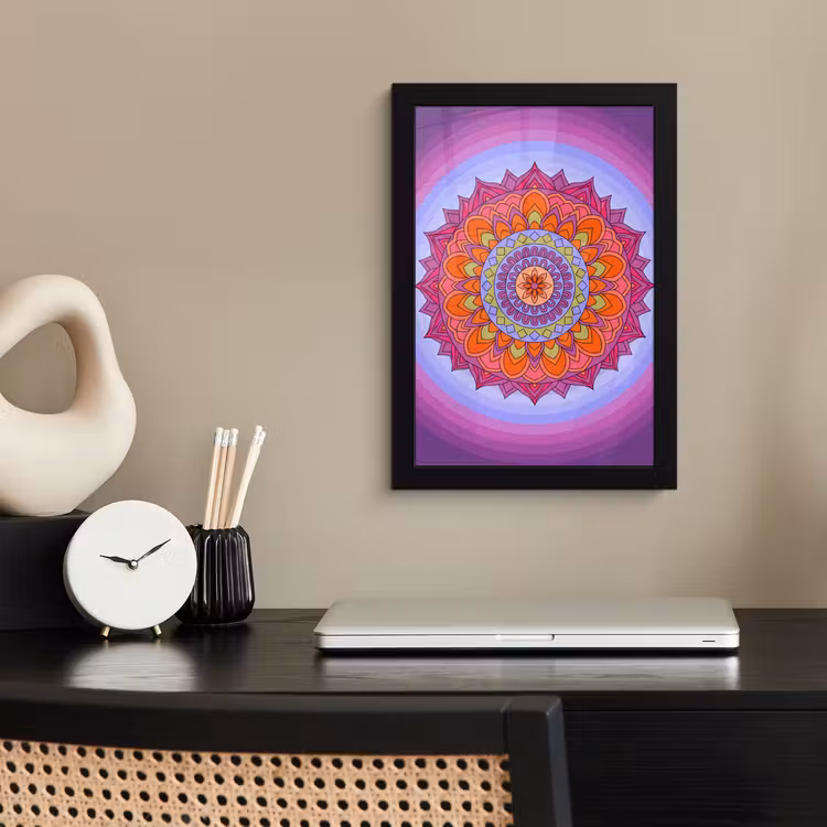 Mandala - Cirkel - Abstract - Kleurrijk - Patroon fotolijst zwart zonder passe partout klein -sfeer1