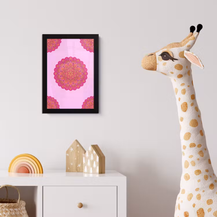 Mandala - Cirkel - Spiritueel - Oosters - Roze fotolijst zwart zonder passe partout klein -usfeer4_kinderkamer