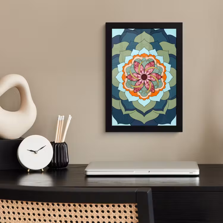 Mandala - Geometrisch - Kunst - Decoratief - Kleurrijk fotolijst zwart zonder passe partout klein -sfeer1