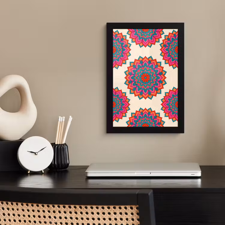 Mandala - Patroon - Abstract - Kleurrijk - Modern fotolijst zwart zonder passe partout klein -sfeer1
