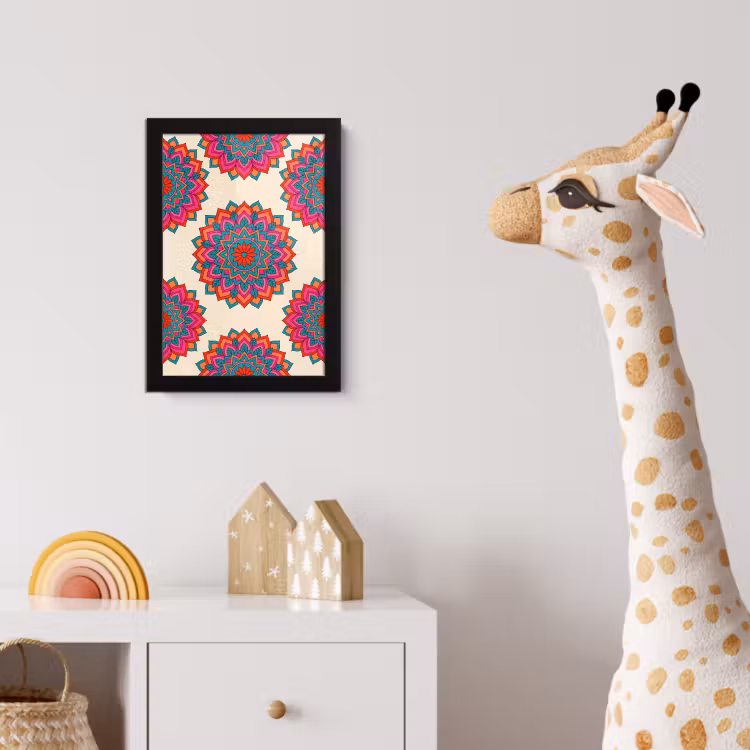 Mandala - Patroon - Abstract - Kleurrijk - Modern fotolijst zwart zonder passe partout klein -usfeer4_kinderkamer