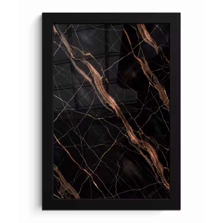 Marmer - Goud - Patroon - Luxe - Zwart fotolijst zwart zonder passe partout klein -3d