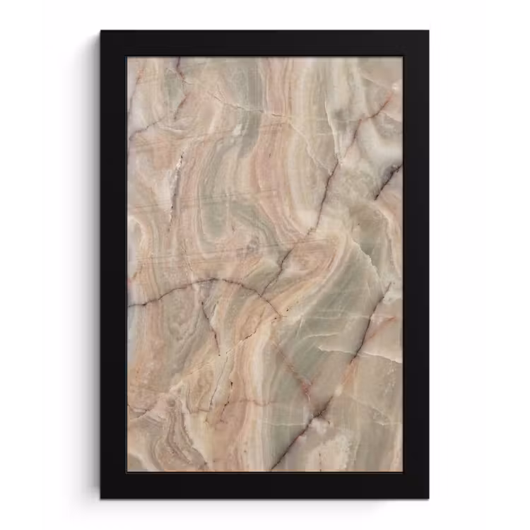 Marmer - Patroon - Abstract - Beige - Groen fotolijst zwart zonder passe partout klein -3d