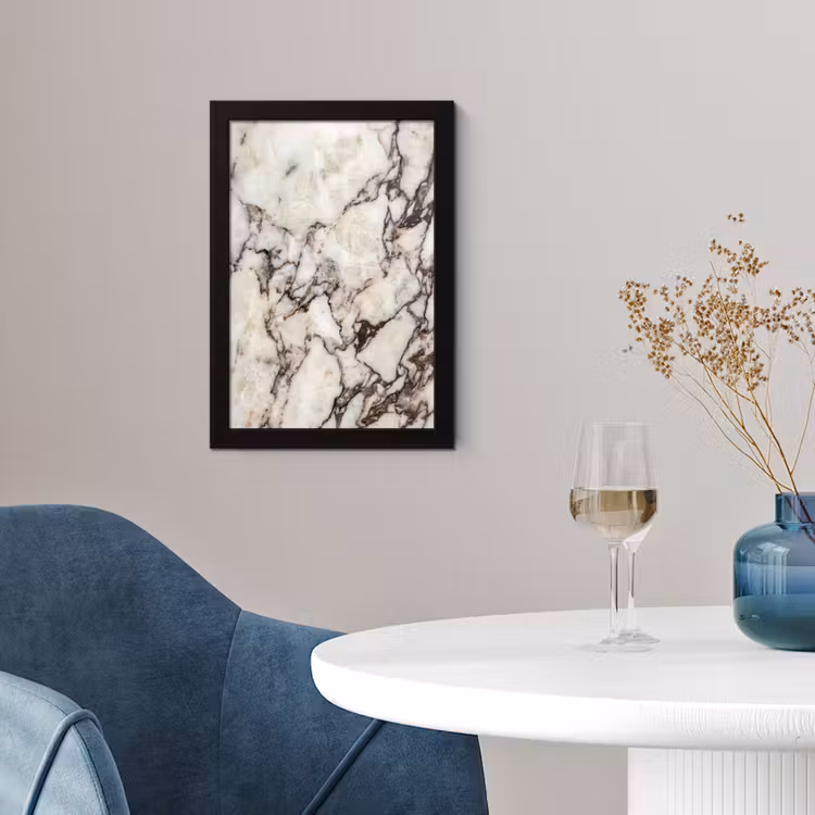 Marmer - Textuur - Abstract - Wit - Bruin fotolijst zwart zonder passe partout klein -sfeer4