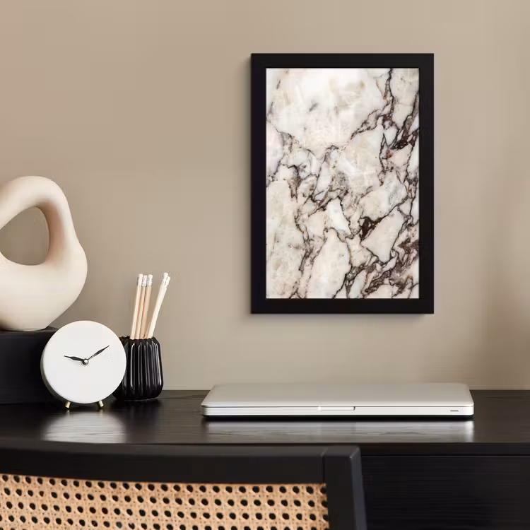 Marmer - Textuur - Abstract - Wit - Bruin fotolijst zwart zonder passe partout klein -sfeer1