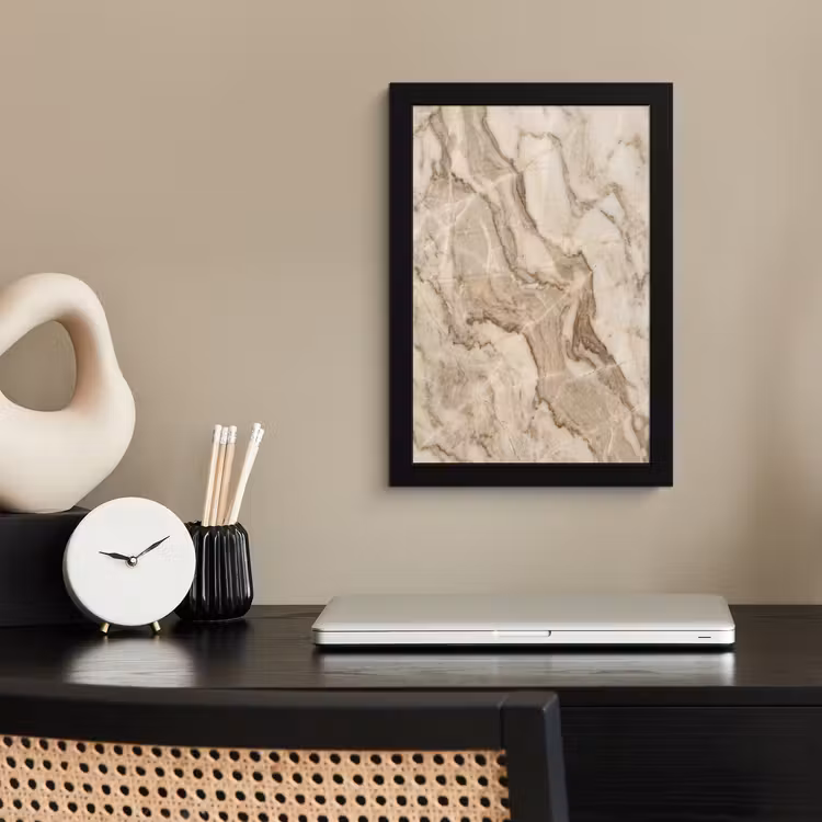 Marmer - Aderen - Textuur - Beige - Modern fotolijst zwart zonder passe partout klein -sfeer1