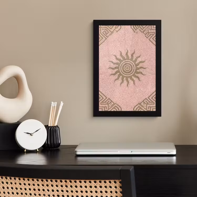Mozaïek - Zon - Patroon - Klassiek - Roze fotolijst zwart zonder passe partout klein -sfeer1