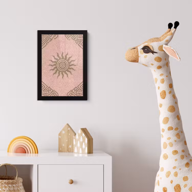 Mozaïek - Zon - Patroon - Klassiek - Roze fotolijst zwart zonder passe partout klein -usfeer4_kinderkamer
