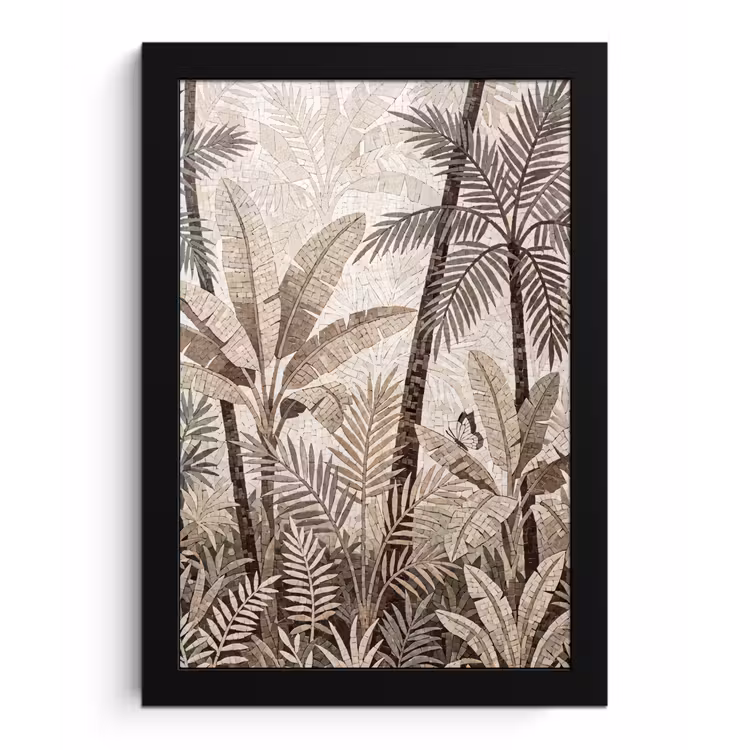Natuur - Bladeren - Landschap - Mozaïek - Beige fotolijst zwart zonder passe partout klein -3d