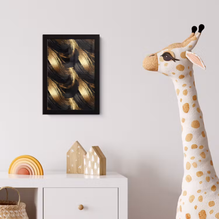 Verfstreken - Abstract - Goud - Zwart fotolijst zwart zonder passe partout klein 224 -usfeer4_kinderkamer