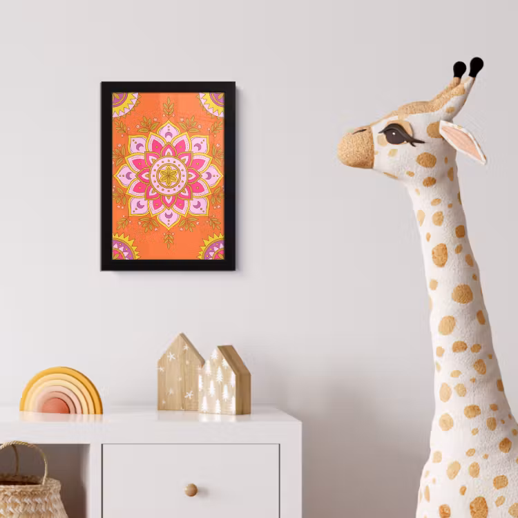 Patroon - Bloemmotief - Decoratie - Abstract - Roze fotolijst zwart zonder passe partout klein -usfeer4_kinderkamer