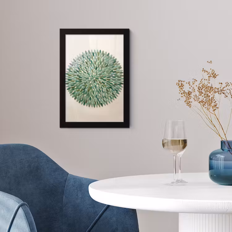 Patroon - Blad - Groen - Abstract fotolijst zwart zonder passe partout klein -sfeer4