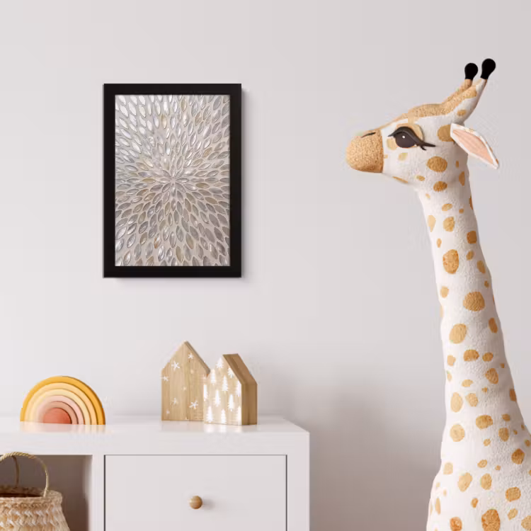 Patroon - Ovaal - Glanzend - Abstract - Beige fotolijst zwart zonder passe partout klein -usfeer4_kinderkamer