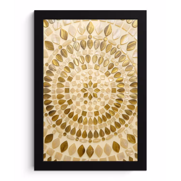 Patroon - Vormen - Mozaïek - Abstract - Goud fotolijst zwart zonder passe partout klein -3d