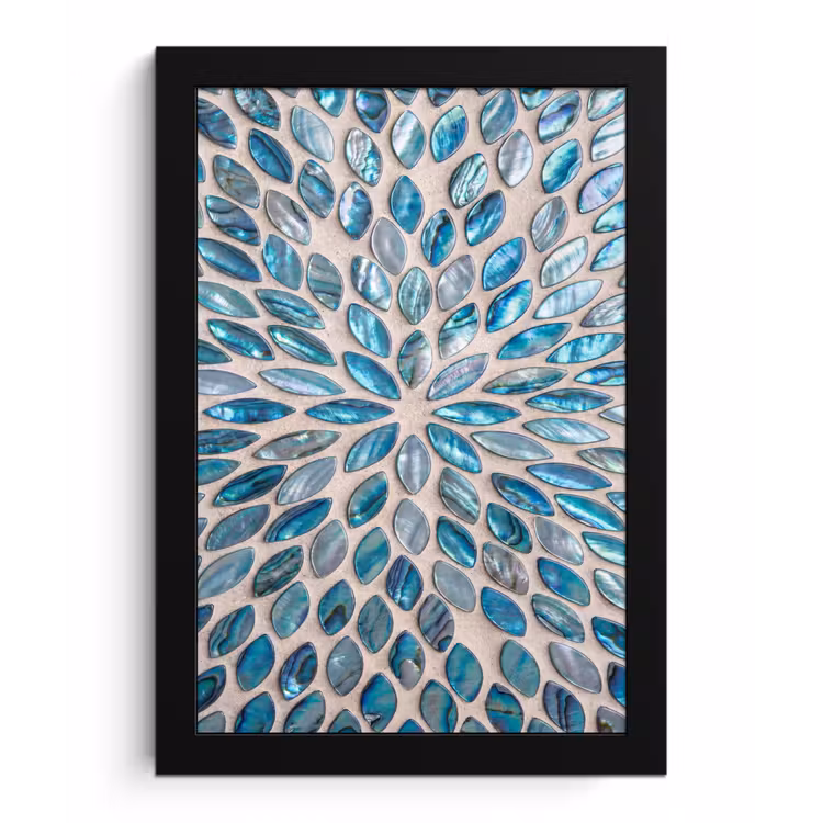 Patroon - Glans - Abstract - Blauw - Decoratie fotolijst zwart zonder passe partout klein -3d