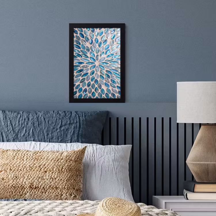 Patroon - Glans - Abstract - Blauw - Decoratie fotolijst zwart zonder passe partout klein -sfeer3