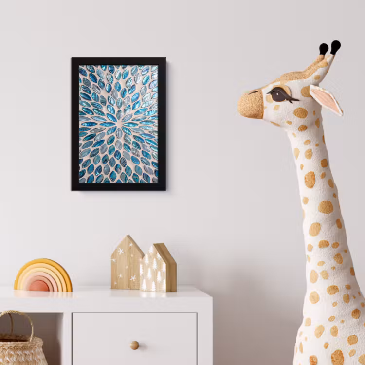 Patroon - Glans - Abstract - Blauw - Decoratie fotolijst zwart zonder passe partout klein -usfeer4_kinderkamer