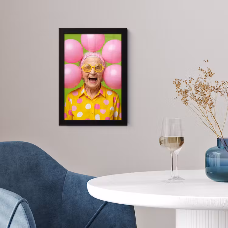 Mens - Ballonnen - Feest - Kleurrijk - Roze fotolijst zwart zonder passe partout klein -sfeer4