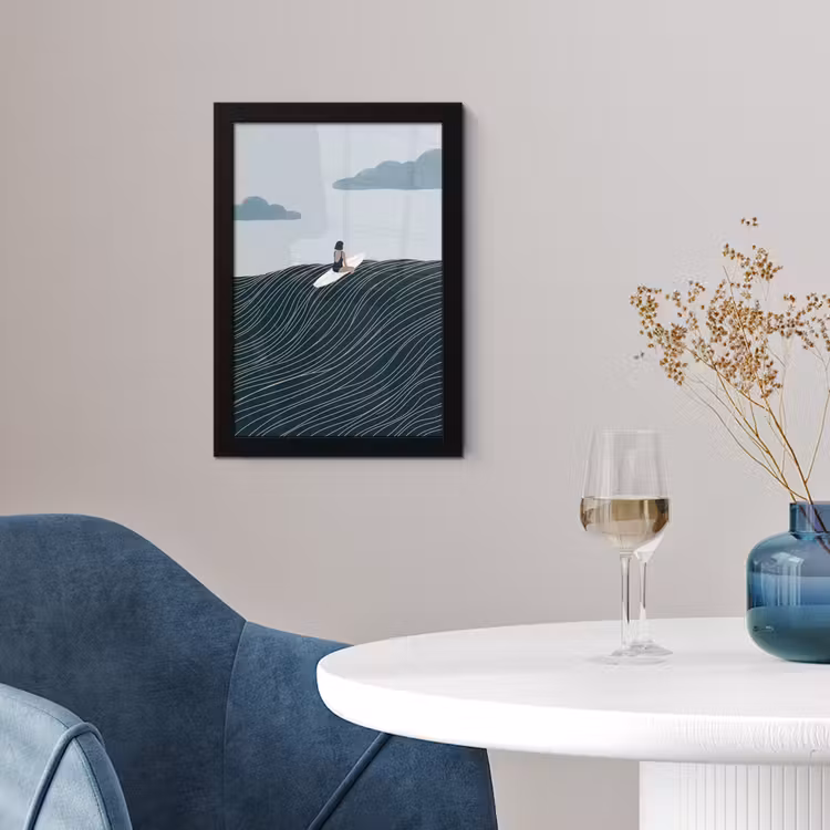 Persoon - Surfen - Oceaan - Natuur - Modern fotolijst zwart zonder passe partout klein -sfeer4