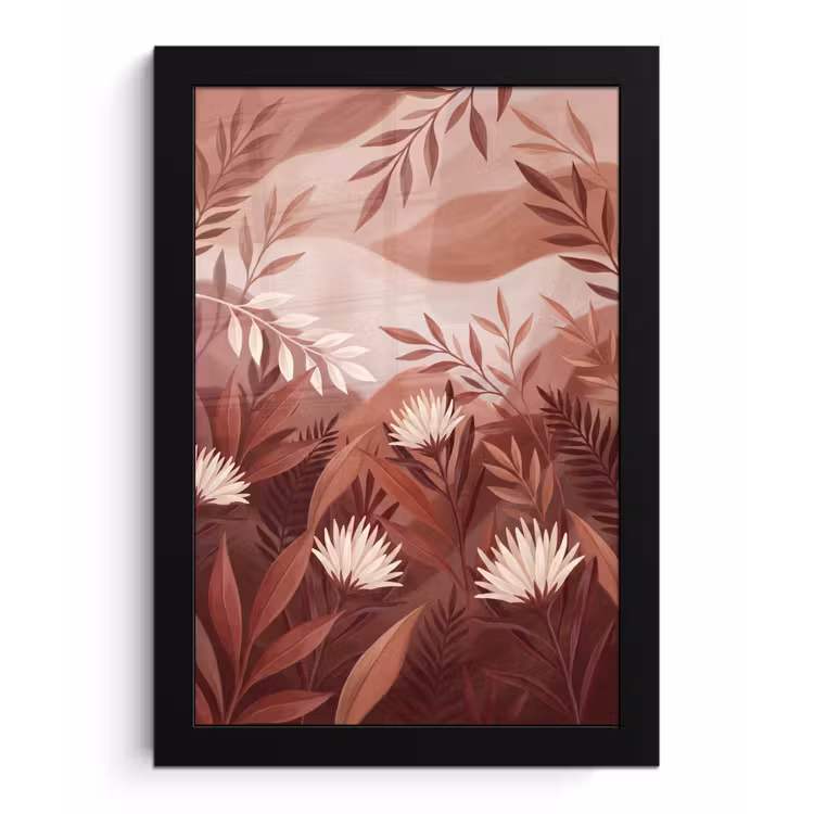Planten - Bladeren - Botanisch - Modern - Bruin fotolijst zwart zonder passe partout klein -3d