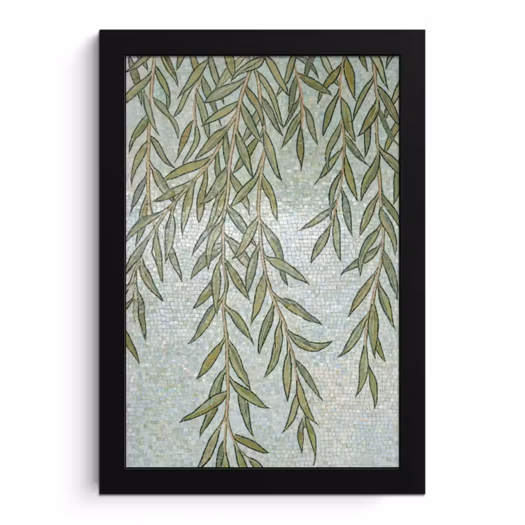 Planten - Mozaïek - Patroon - Groen - Blauw fotolijst zwart zonder passe partout klein -3d