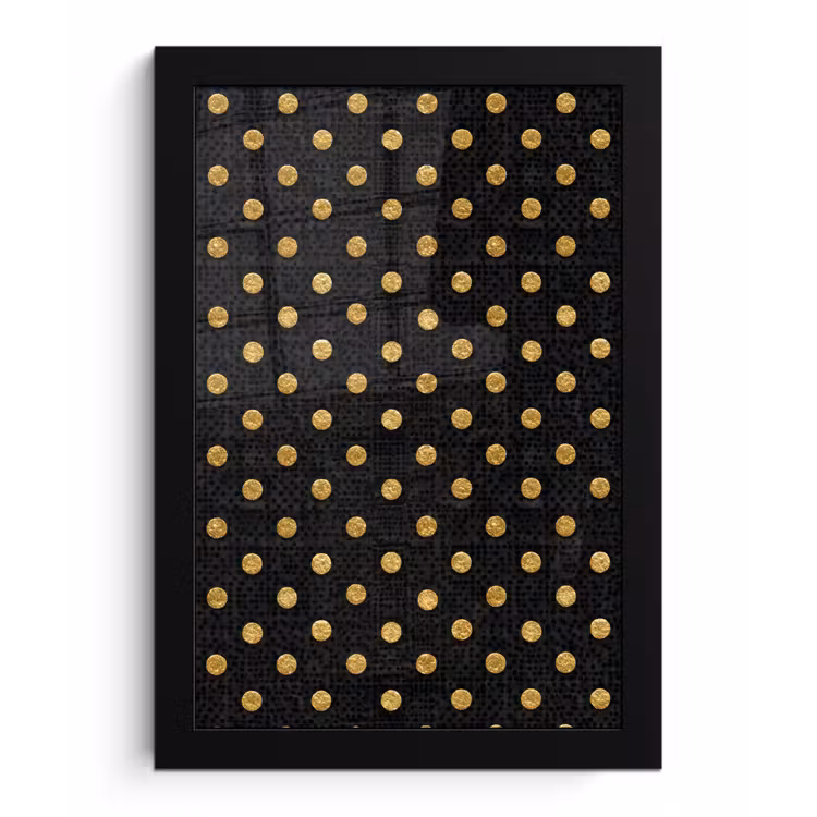 Polka Dot - Stippen - Goud - Zwart fotolijst zwart zonder passe partout klein 224 -3d