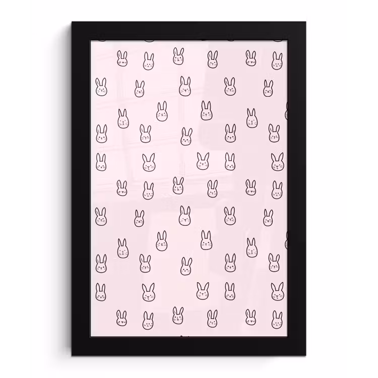 Konijnen - Minimalistisch - Roze fotolijst zwart zonder passe partout klein 224 -3d