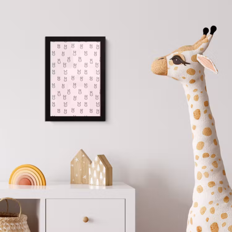 Konijnen - Minimalistisch - Roze fotolijst zwart zonder passe partout klein 224 -usfeer4_kinderkamer