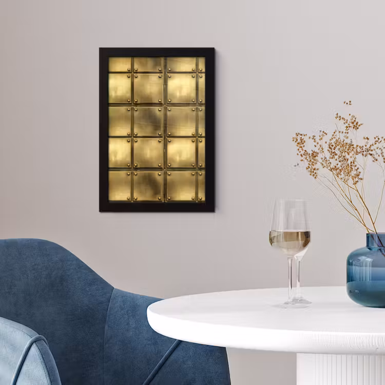 Platen - Industrieel - Stoer - Goud fotolijst zwart zonder passe partout klein 224 -sfeer4
