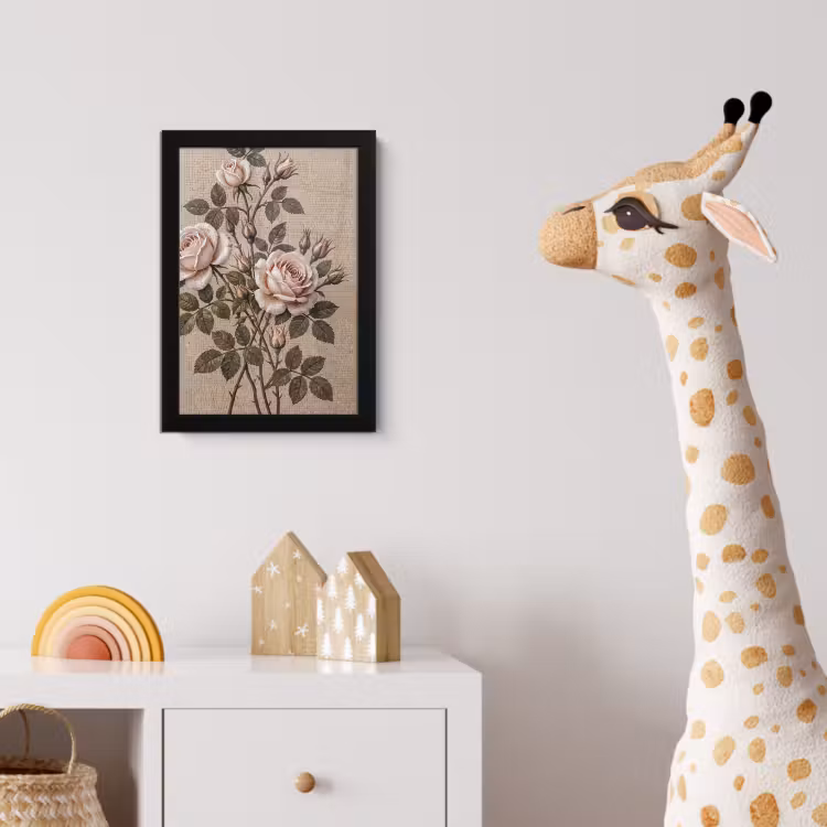 Roos - Mozaïek - Bloemen - Klassiek - Beige fotolijst zwart zonder passe partout klein -usfeer4_kinderkamer
