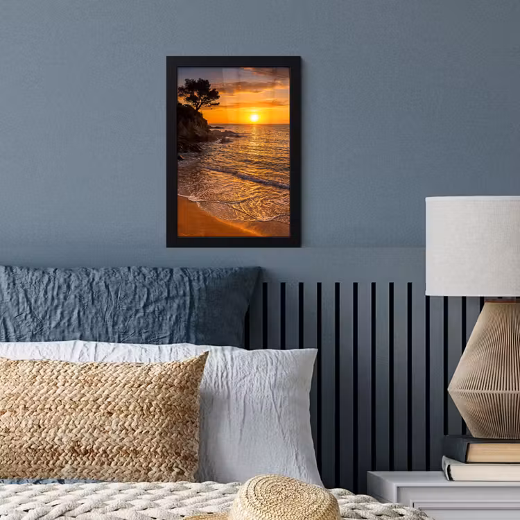 Zee - Kust - Zonsondergang - Natuur - Oranje fotolijst zwart zonder passe partout klein -sfeer3