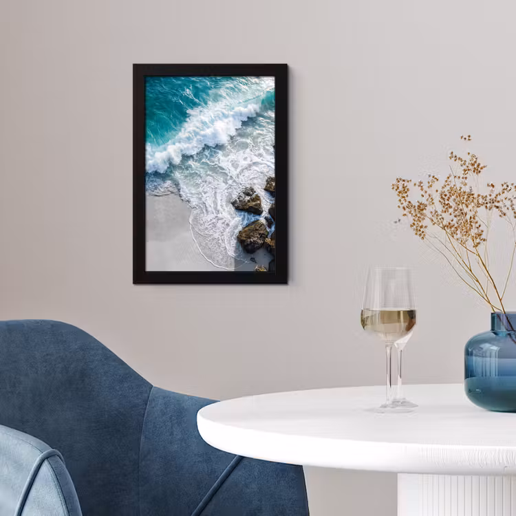 Zee - Golf - Strand - Natuur - Blauw fotolijst zwart zonder passe partout klein -sfeer4