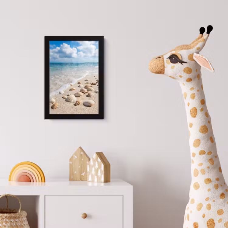Schelpen - Strand - Natuur - Beige fotolijst zwart zonder passe partout klein -usfeer4_kinderkamer
