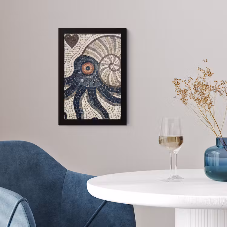 Zeeleven - Mozaïek - Kunst - Vintage - Beige fotolijst zwart zonder passe partout klein -sfeer4
