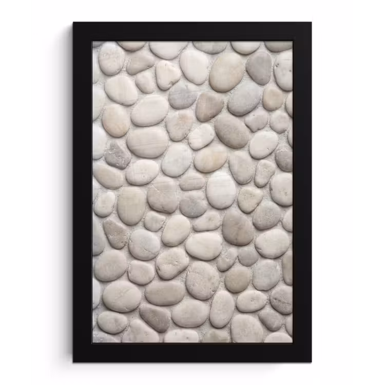 Steen - Kiezel - Natuur - Minimalistisch - Beige fotolijst zwart zonder passe partout klein -3d