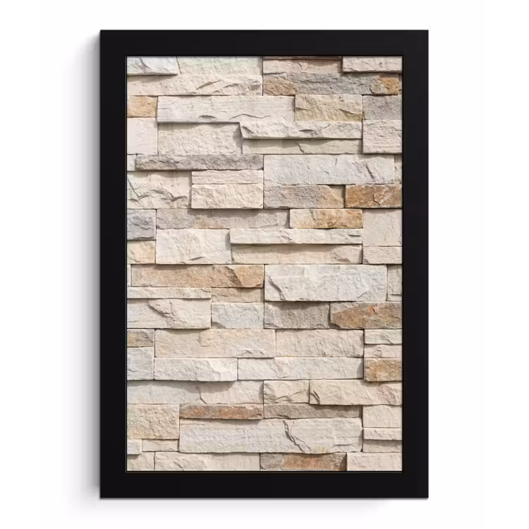 Steen - Muur - Textuur - Rustiek - Beige fotolijst zwart zonder passe partout klein -3d