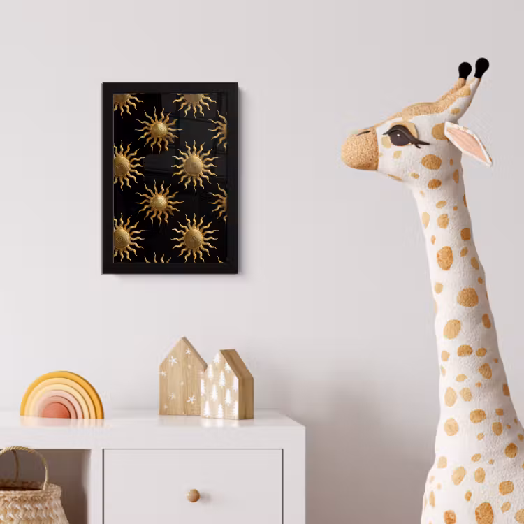 Zon - Patroon - Luxe - Goud - Zwart fotolijst zwart zonder passe partout klein 224 -usfeer4_kinderkamer
