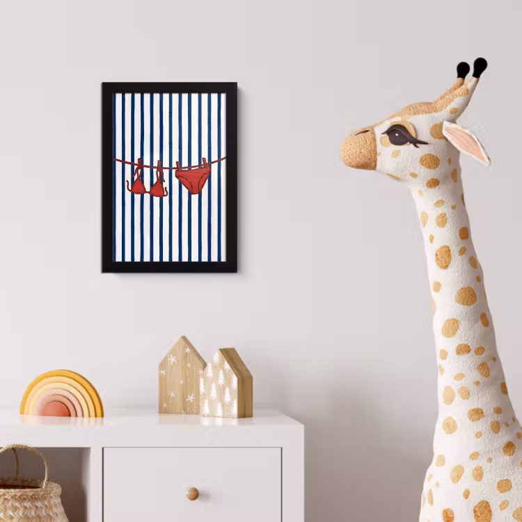Badkleding - Waslijn - Zomer - Illustratie - Rood fotolijst zwart zonder passe partout klein -usfeer4_kinderkamer