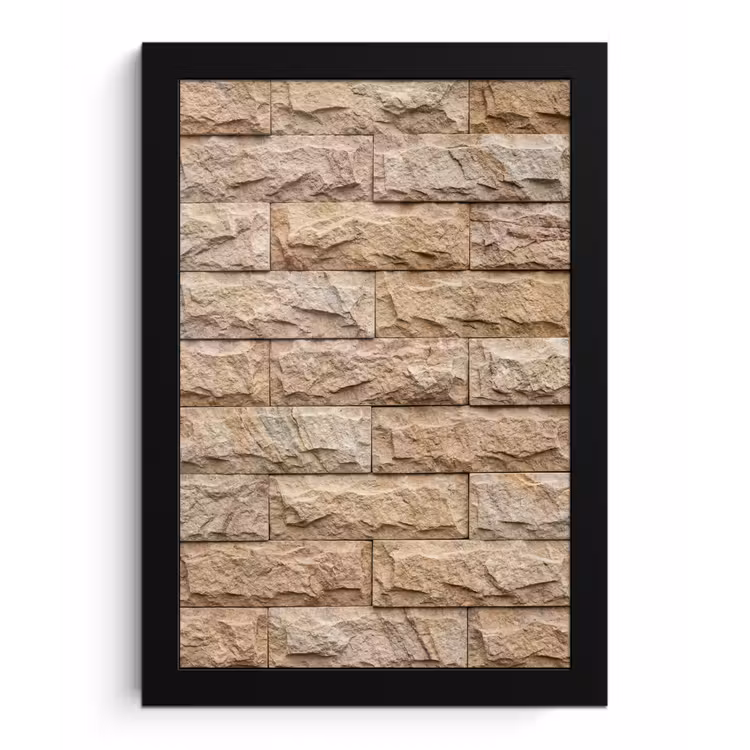 Muur - Steen - Ruw - Textuur - Beige fotolijst zwart zonder passe partout klein -3d