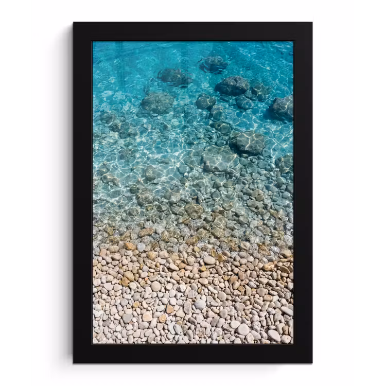 Water - Kiezels - Natuur - Levendig - Turkoois fotolijst zwart zonder passe partout klein -3d