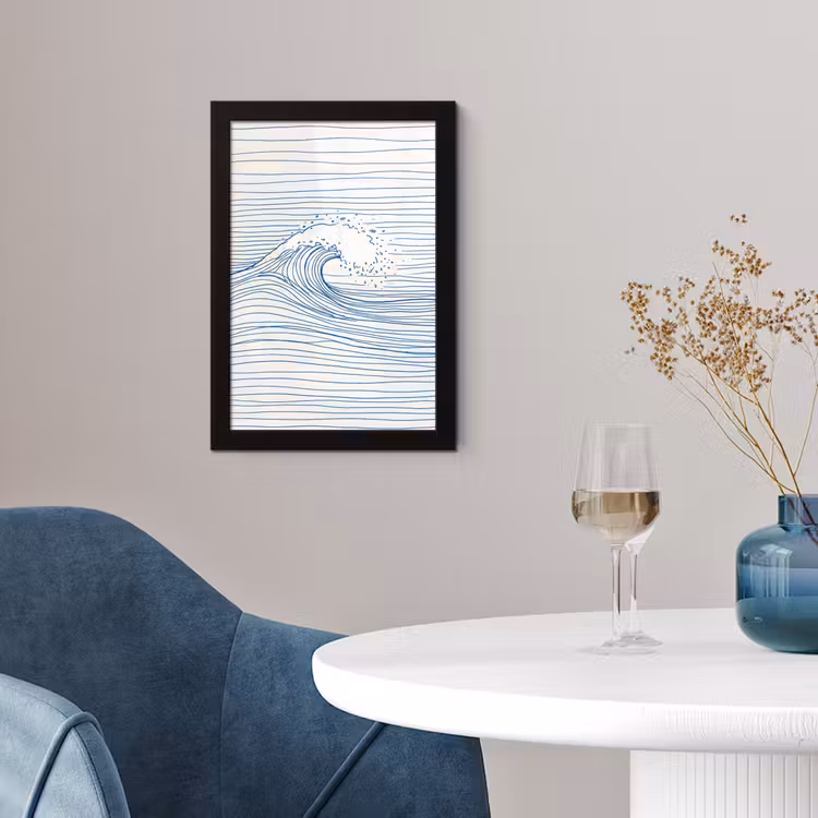 Golf - Brekende - Natuur - Minimalistisch - Blauw fotolijst zwart zonder passe partout klein -sfeer4