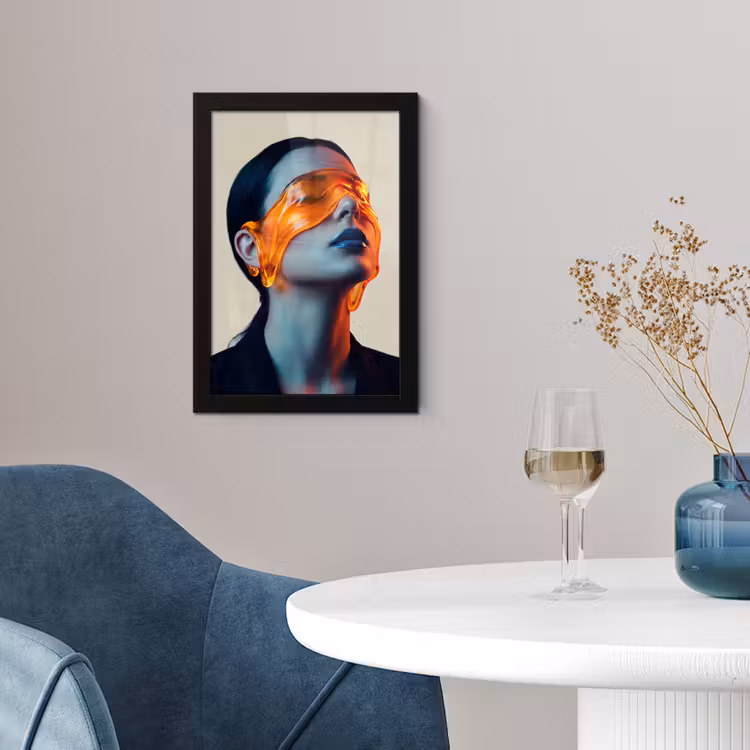 Vrouw - Oranje - Abstract - Modern - Kleurrijk fotolijst zwart zonder passe partout klein -sfeer4