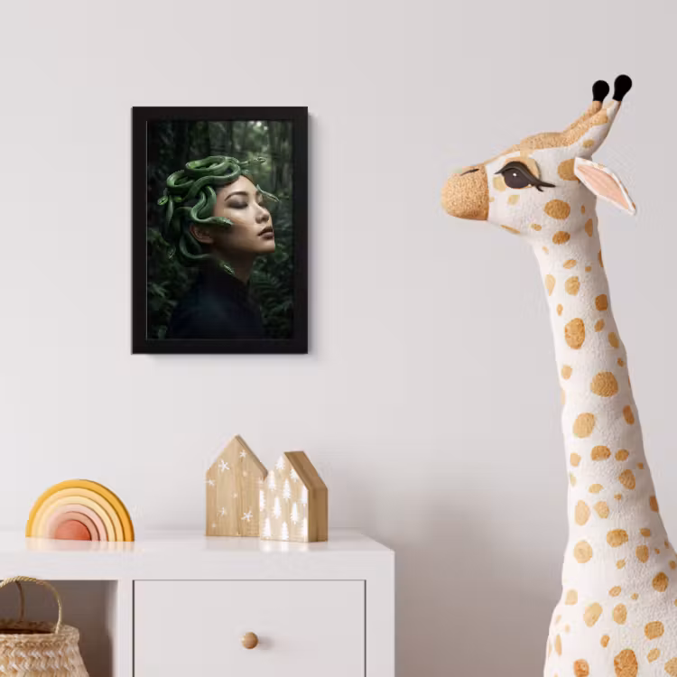 Vrouw - Slang - Natuur - Mystiek - Groen fotolijst zwart zonder passe partout klein -usfeer4_kinderkamer