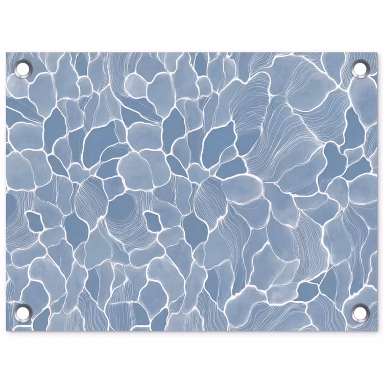 Abstract - Blauw - Bladeren tuinposter los doek klein -3d