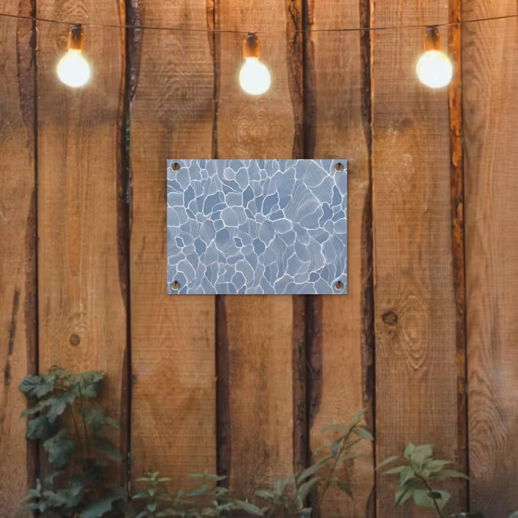 Abstract - Blauw - Bladeren tuinposter los doek klein -sfeer1